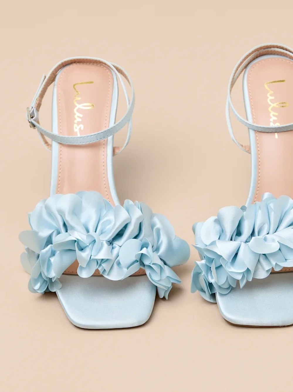 Lulu's Pale Blue Floral Ankle-Strap heels